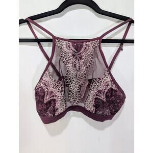 Victoria’s Secret Body by Victoria Plum Lace High Neck Racerback Bralette Size S